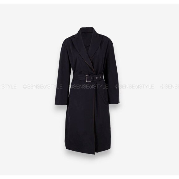BRUNELLO CUCINELLI Reversible Taffeta Trench Coat Jacket Black Brown size 44 M